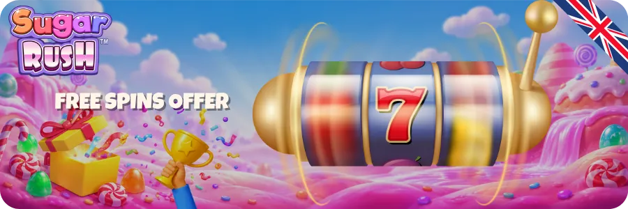 Sugar Rush spins credited by UK casinos at a fixed stake