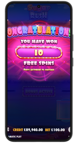 Sugar Rush free spins