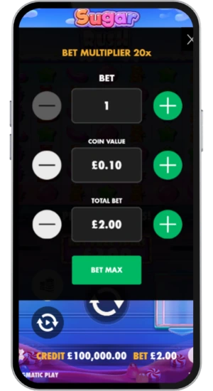 Bet size settings