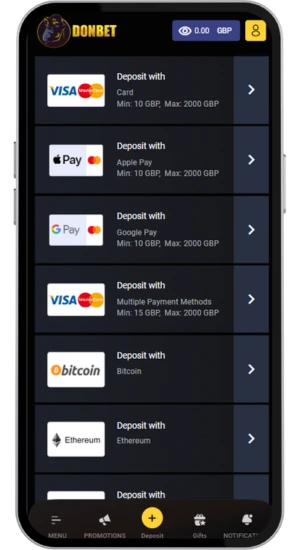 Payment methods available to Sugar Rush players